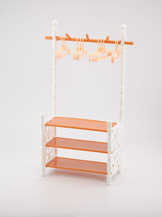 Mini Wardrobe Stand with Hangers and Shoe Shelves