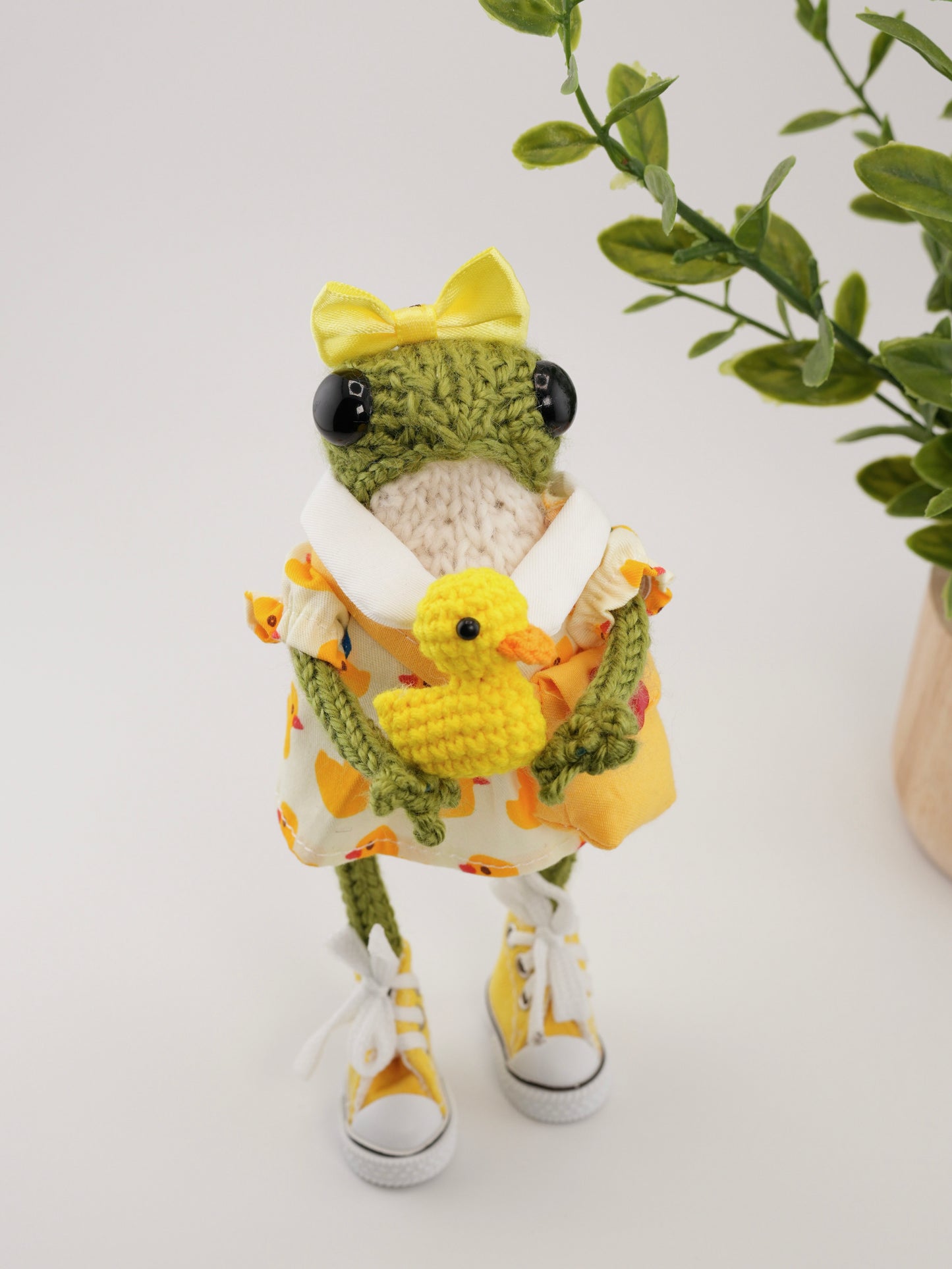 Dottie Quillfoot with a duckling named Crumb
