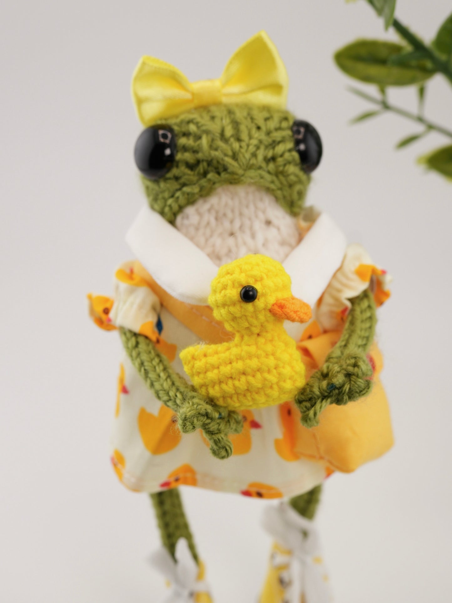 Dottie Quillfoot with a duckling named Crumb