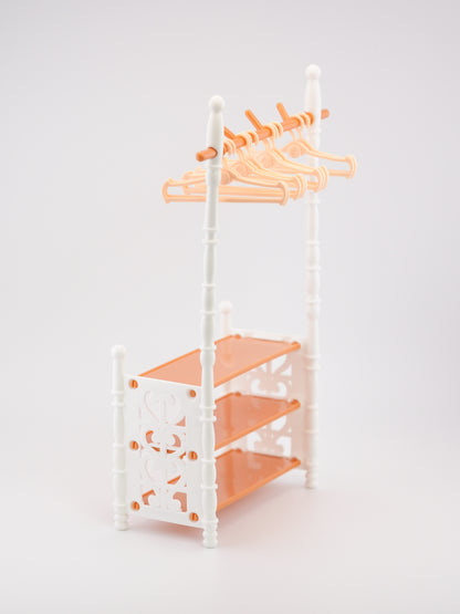 Mini Wardrobe Stand with Hangers and Shoe Shelves