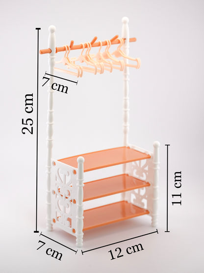 Mini Wardrobe Stand with Hangers and Shoe Shelves