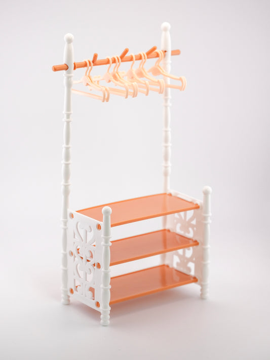 Mini Wardrobe Stand with Hangers and Shoe Shelves